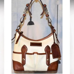 #DODP131 Dooney & Bourke Florentine Vacchetta Leather Double Pocket Shoulder Bag